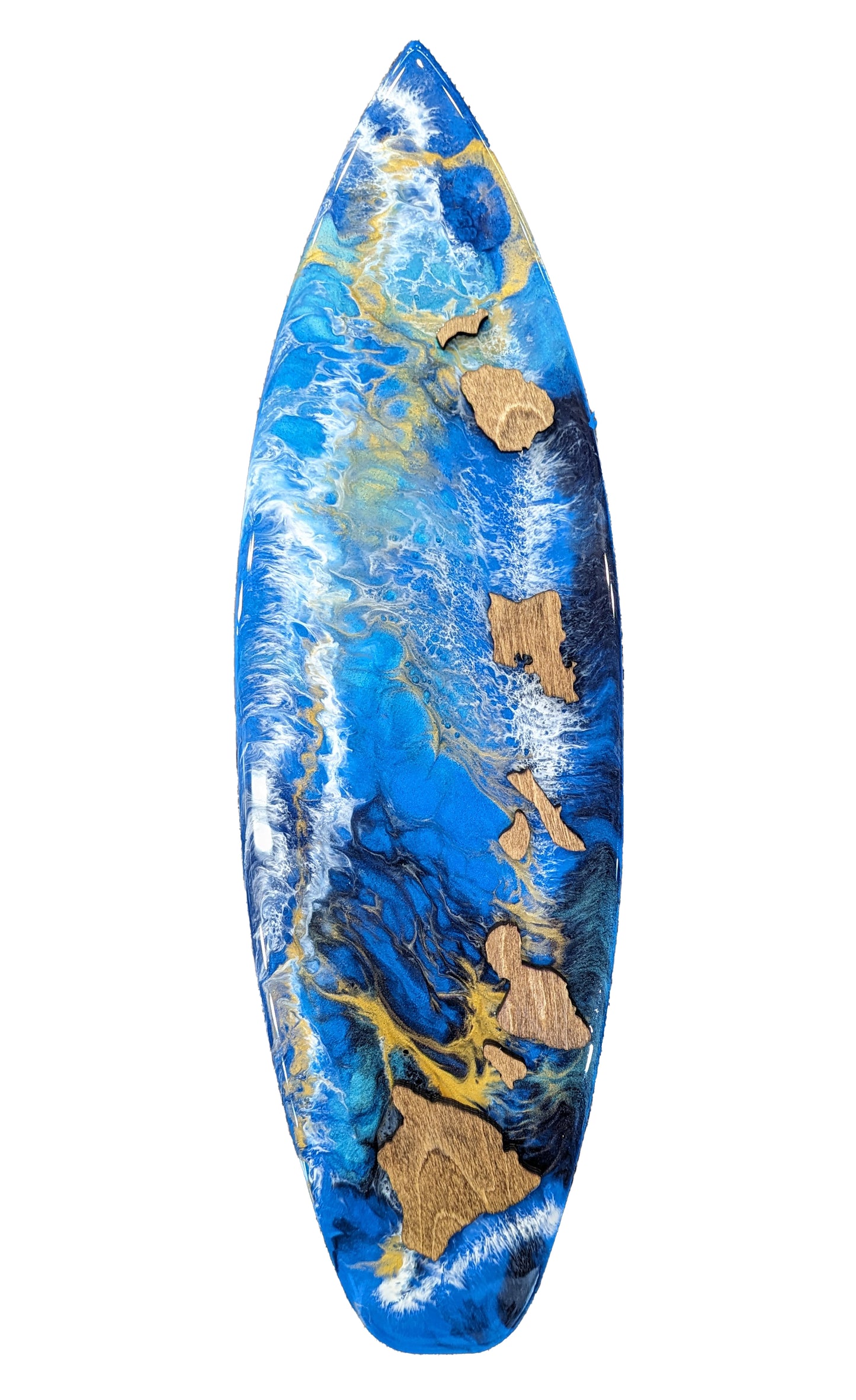 18" surfboard white and gold wave