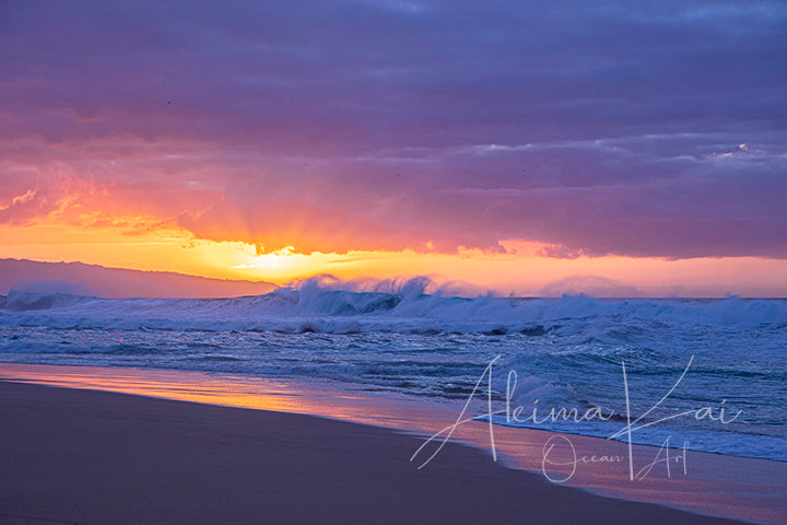Island photography hawaii big wave sunset