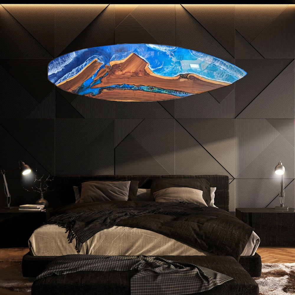 Milo wood surfboard art 