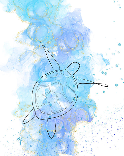 alcohol art honu blue