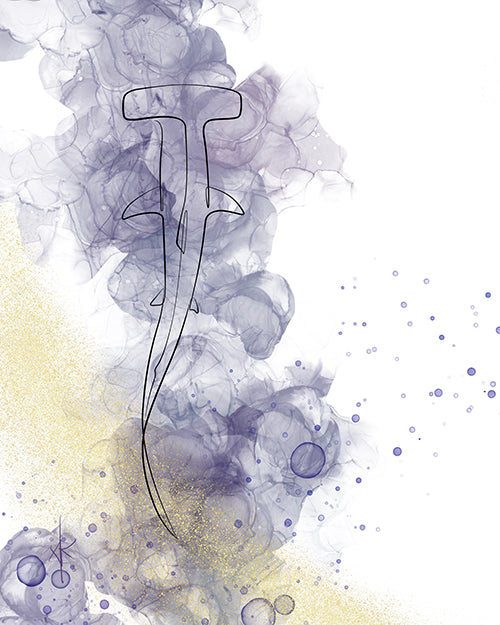 alcohol art hammerhead shark violet