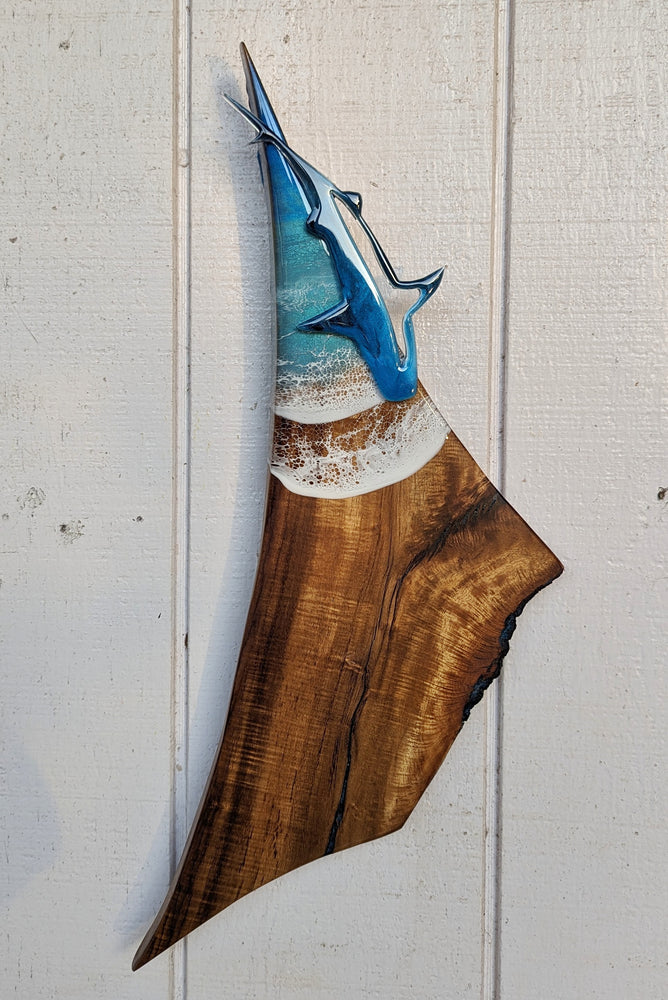 hawaii koa wood art tiger with resin